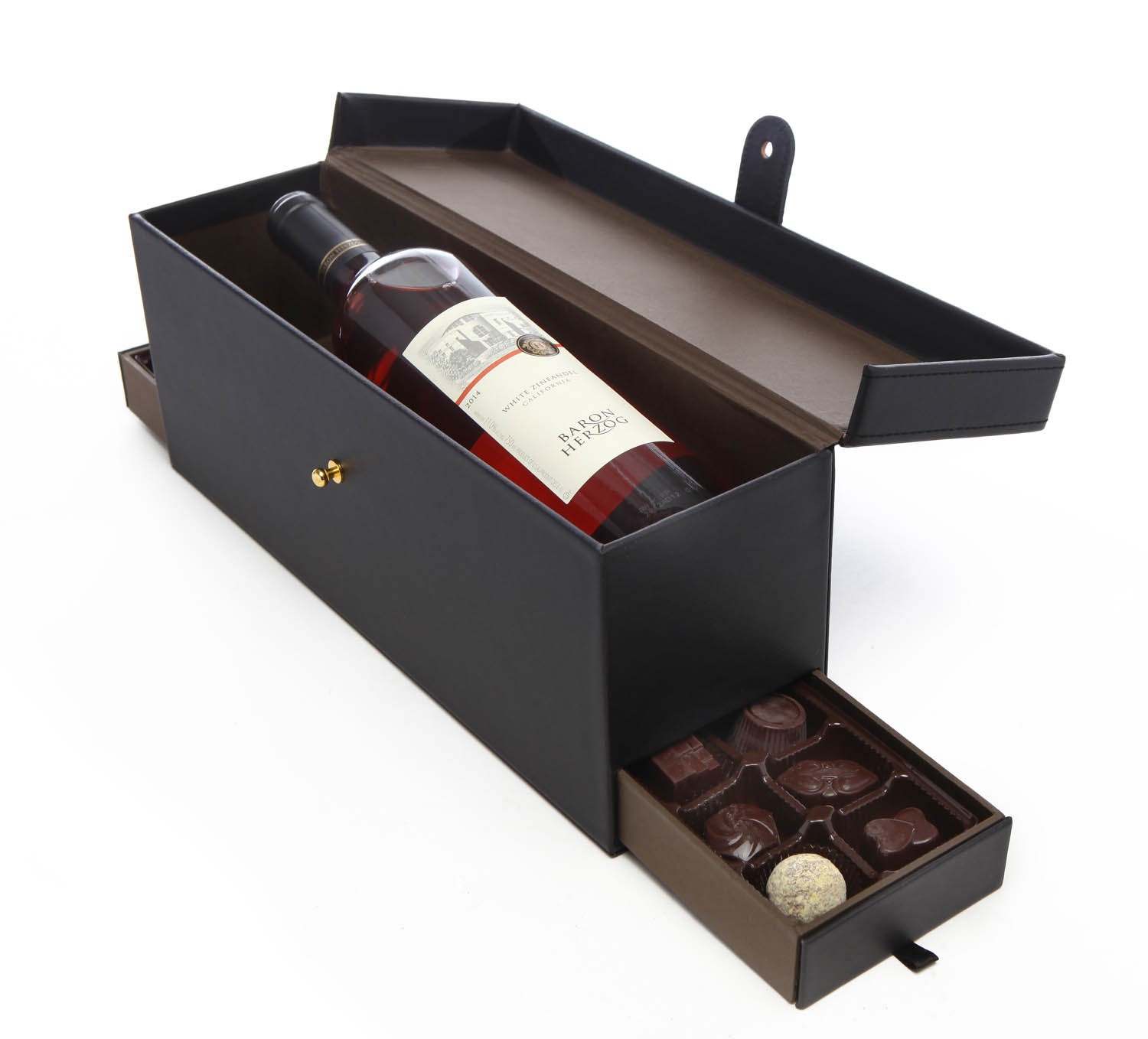 Purim Wine and Chocolate Leather Giftbox